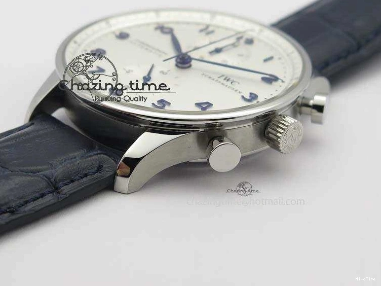 MIROTIME 0715 UrbanStyle Portuguese IW371446 ZF 1:1 Best Edition SS White Dial Blue Markers On Blue Leather Strap  A79350 V 7270